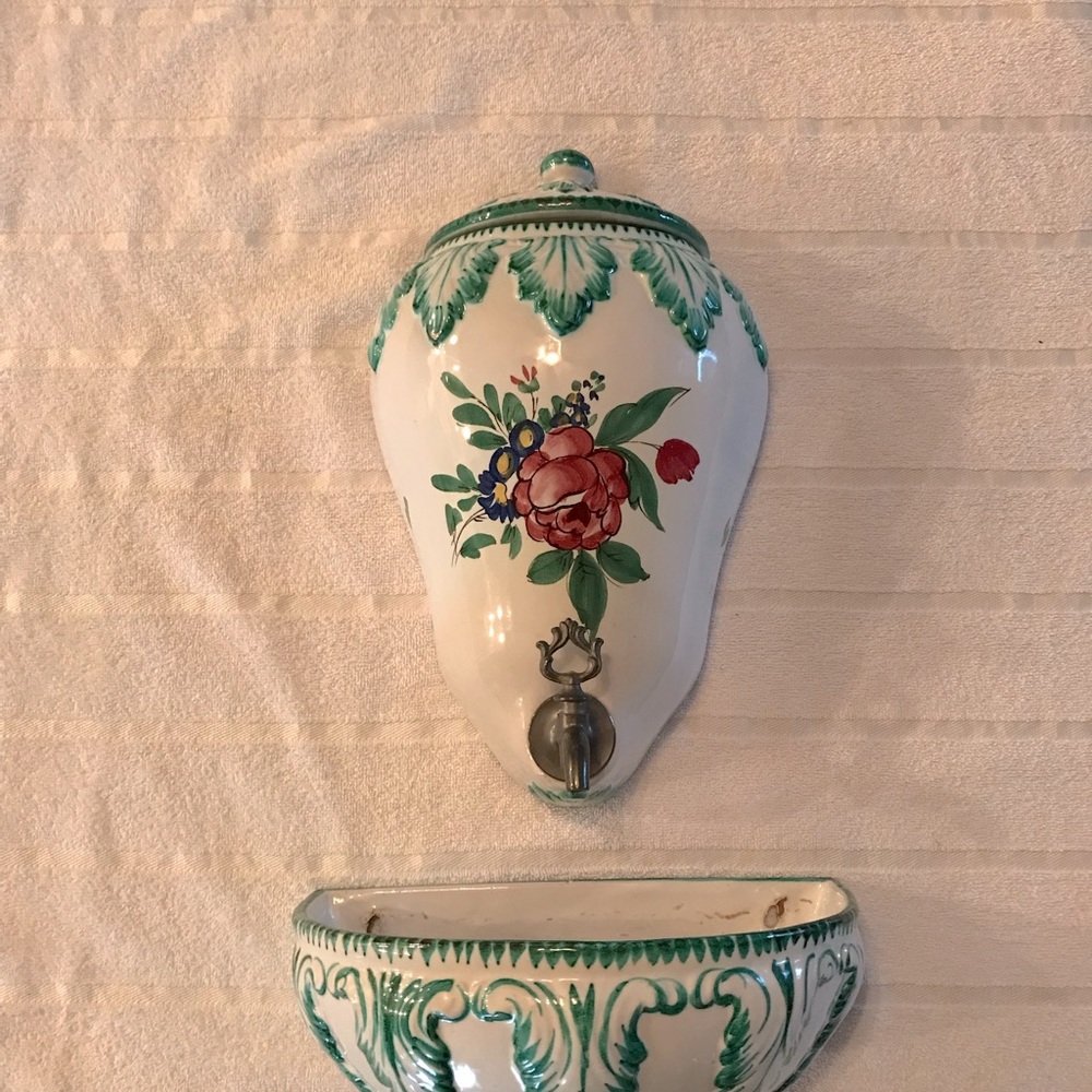 Handpainted Italian wall fountain.